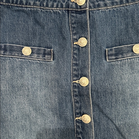 L'AGENCE Kris Blue Button-Front Mini Skirt - Picture 3 of 7